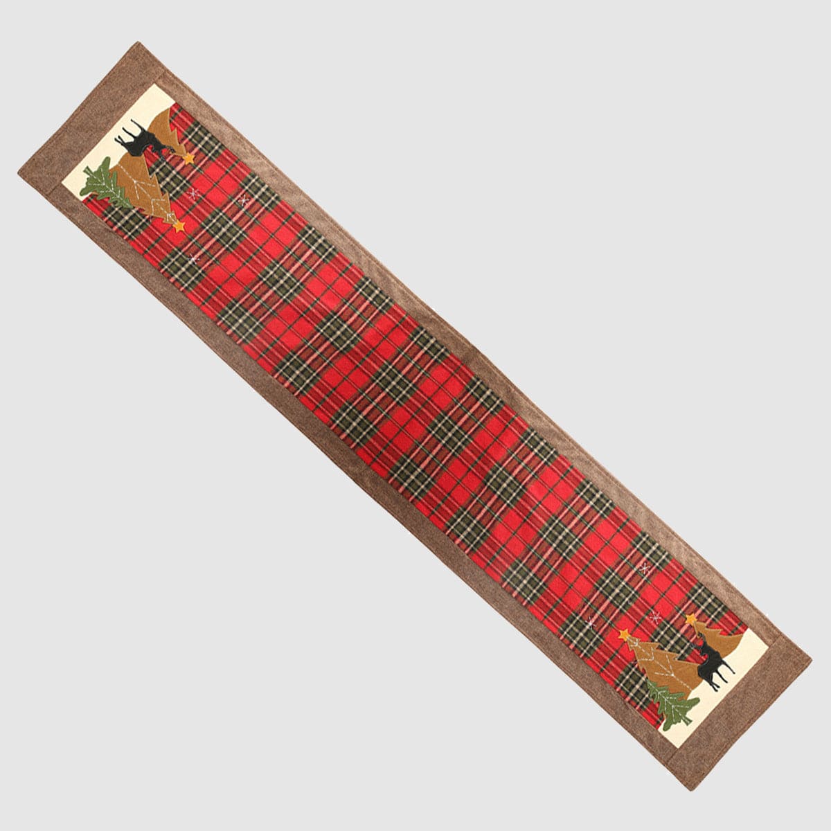 Trendsi Deep Red / One Size Plaid Christmas Element Table Runner 101400918776268 Plaid Christmas Element Table Runner