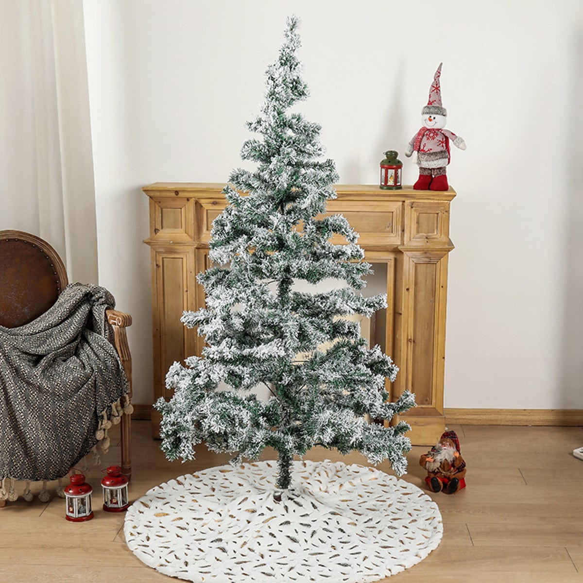 Trendsi Feather Christmas Tree Skirt Feather Christmas Tree Skirt