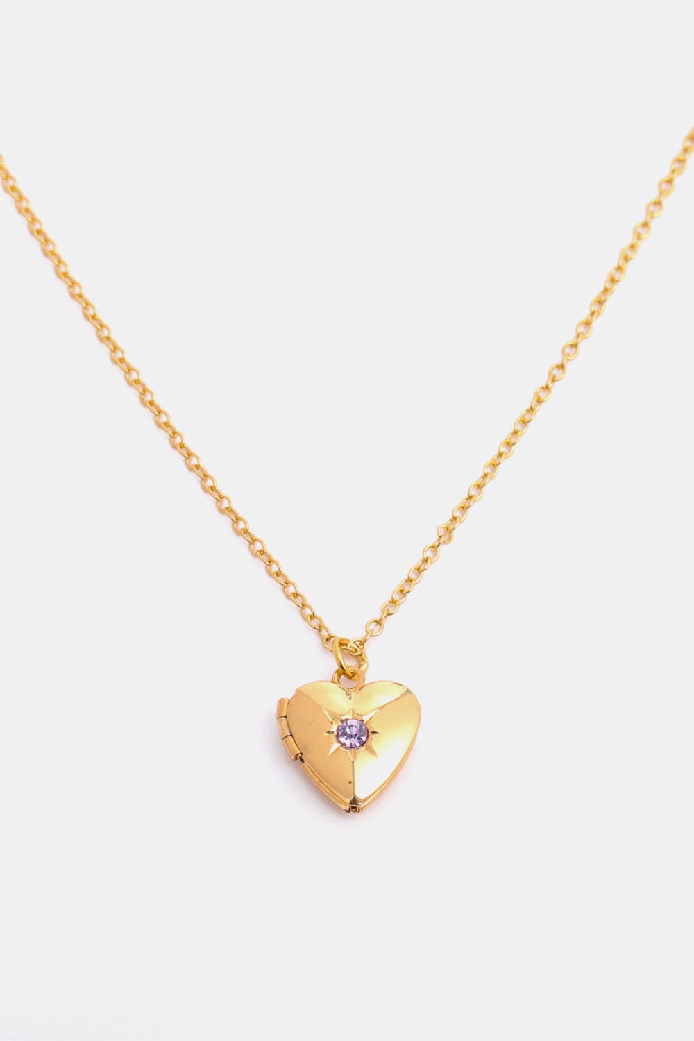 Trendsi February / One Size Zircon Heart Shape 14K Gold-Plated Pendant Necklace 101300894361366 Zircon Heart Shape 14K Gold-Plated Pendant Necklace