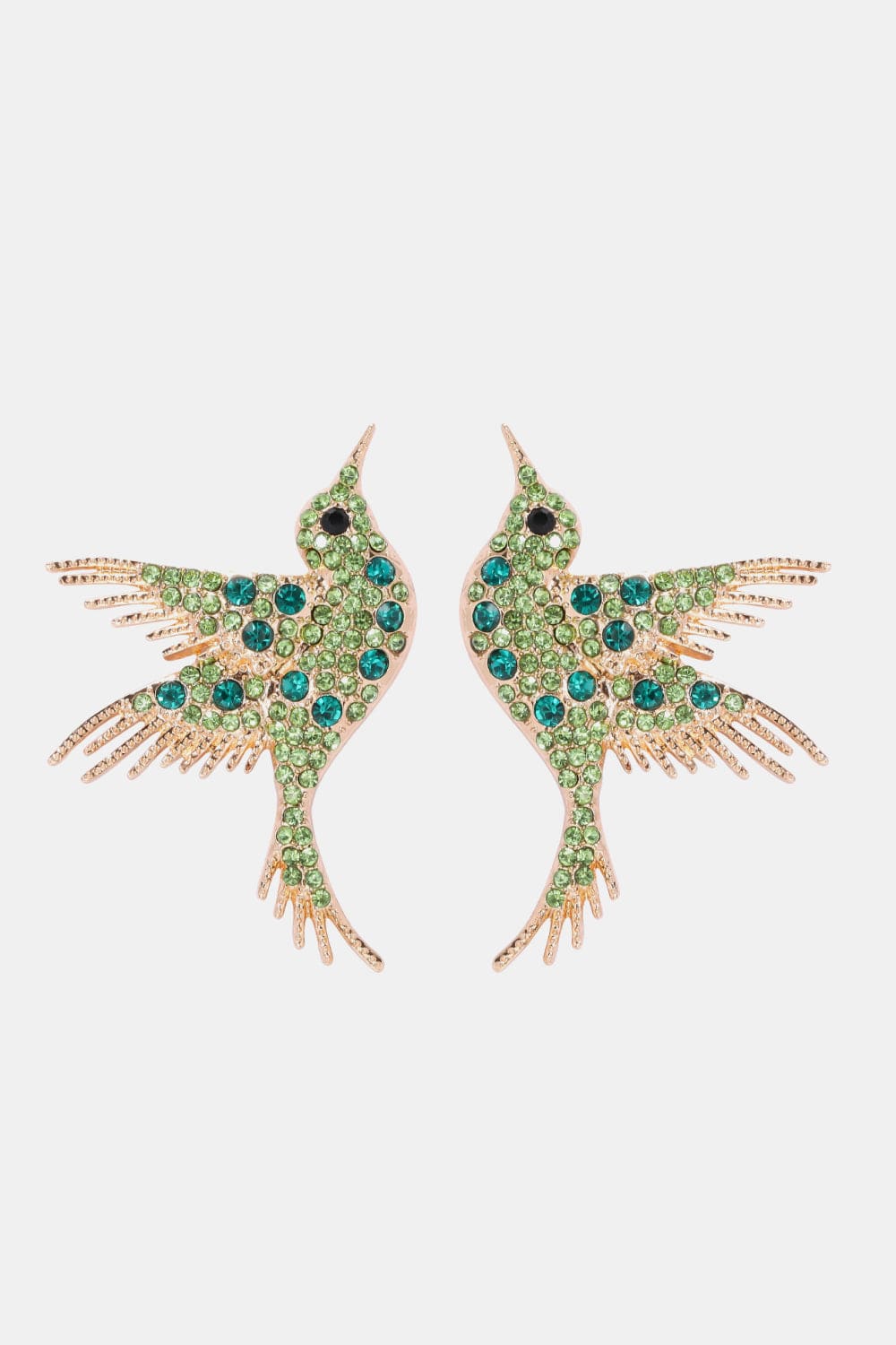 Trendsi Light Green / One Size Bird Shape Zinc Alloy Frame Glass Stone Dangle Earrings 101300329992319 Bird Shape Zinc Alloy Frame Glass Stone Dangle Earrings