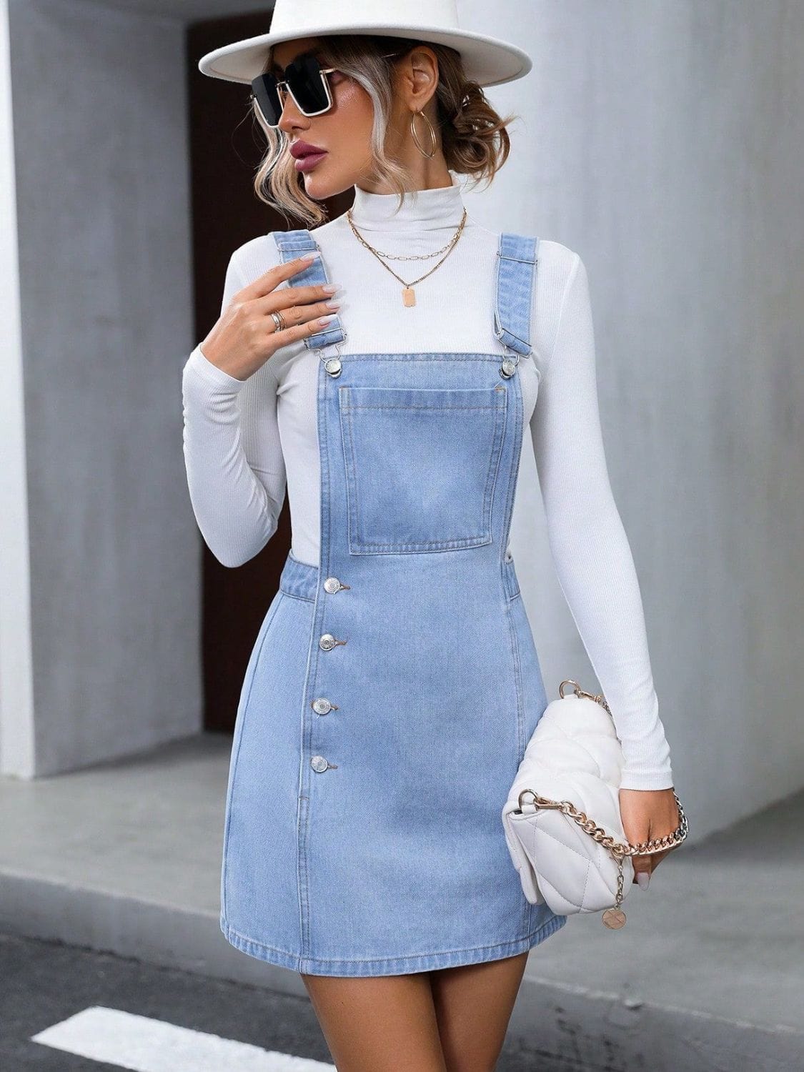 Trendsi Medium / XS Wide Strap Denim Overall Dress 100100163165970 Wide Strap Denim Overall Dress