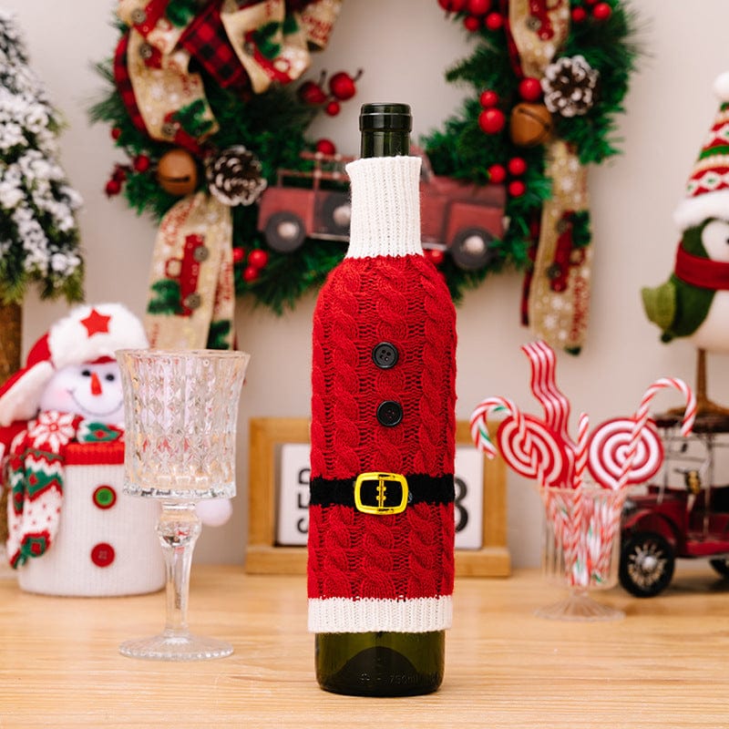 Trendsi Multicolor / One Size 2-Piece Cable-Knit Wine Bottle Covers 101400784373624 2-Piece Cable-Knit Wine Bottle Covers