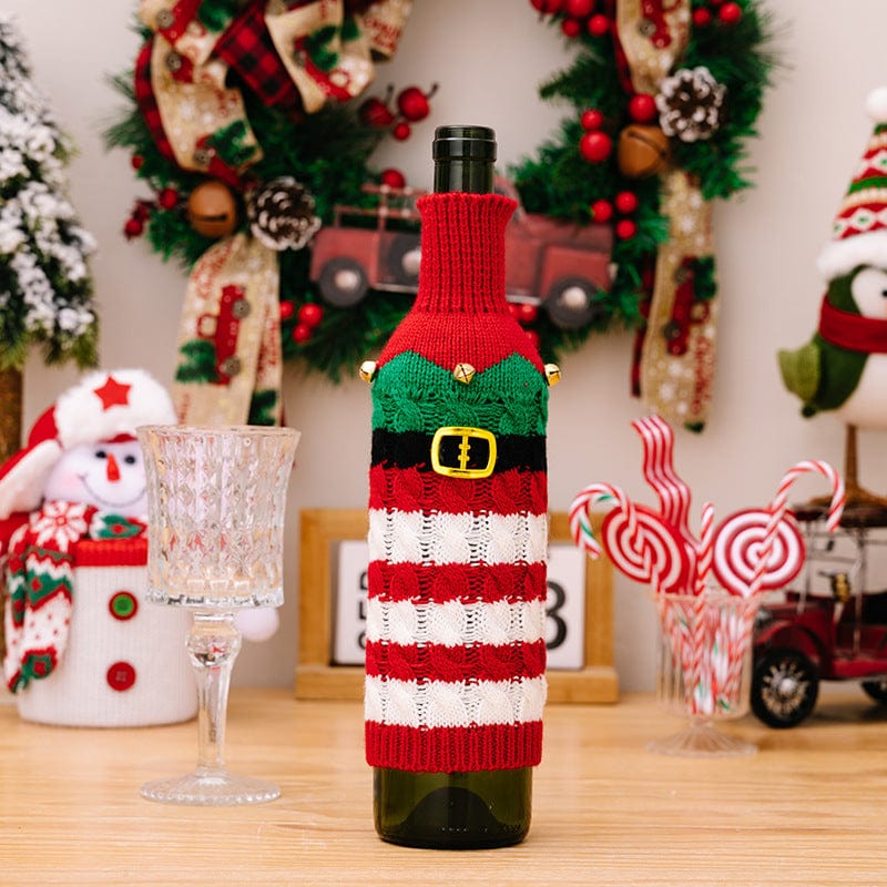 Trendsi Multicolor / One Size 2-Piece Cable-Knit Wine Bottle Covers 101400784373624 2-Piece Cable-Knit Wine Bottle Covers