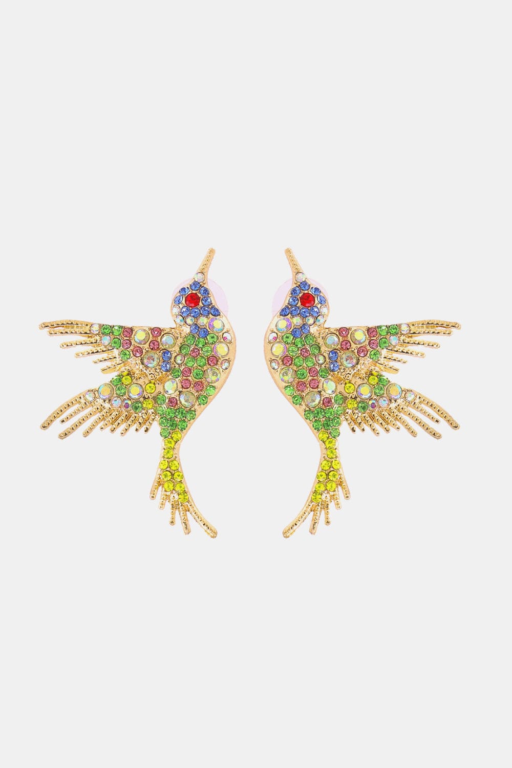 Trendsi Multicolor / One Size Bird Shape Zinc Alloy Frame Glass Stone Dangle Earrings 101300329999384 Bird Shape Zinc Alloy Frame Glass Stone Dangle Earrings