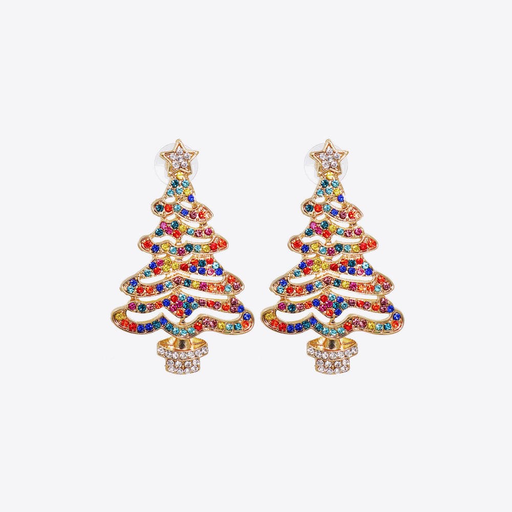 Trendsi Multicolor / One Size Rhinestone Alloy Christmas Tree Earrings 101300581892313 Rhinestone Alloy Christmas Tree Earrings