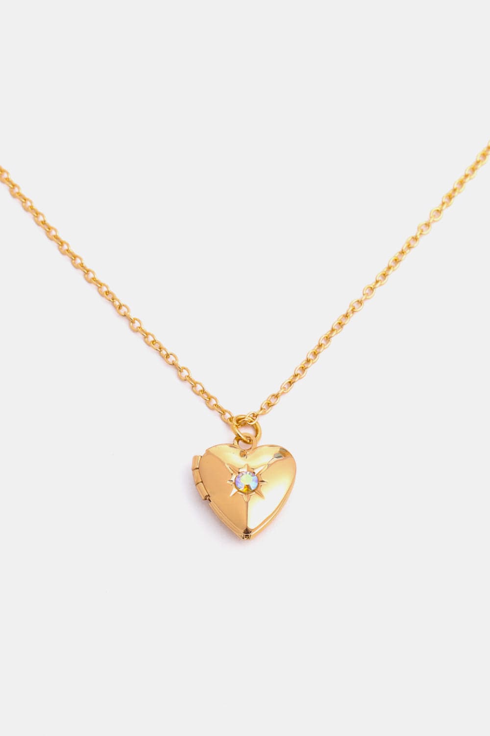 Trendsi October / One Size Zircon Heart Shape 14K Gold-Plated Pendant Necklace 101300894368231 Zircon Heart Shape 14K Gold-Plated Pendant Necklace