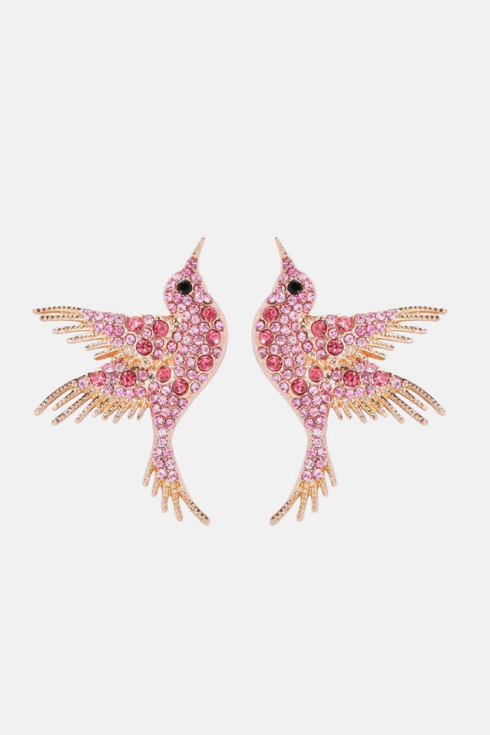 Trendsi Pink / One Size Bird Shape Zinc Alloy Frame Glass Stone Dangle Earrings 101300329994706 Bird Shape Zinc Alloy Frame Glass Stone Dangle Earrings