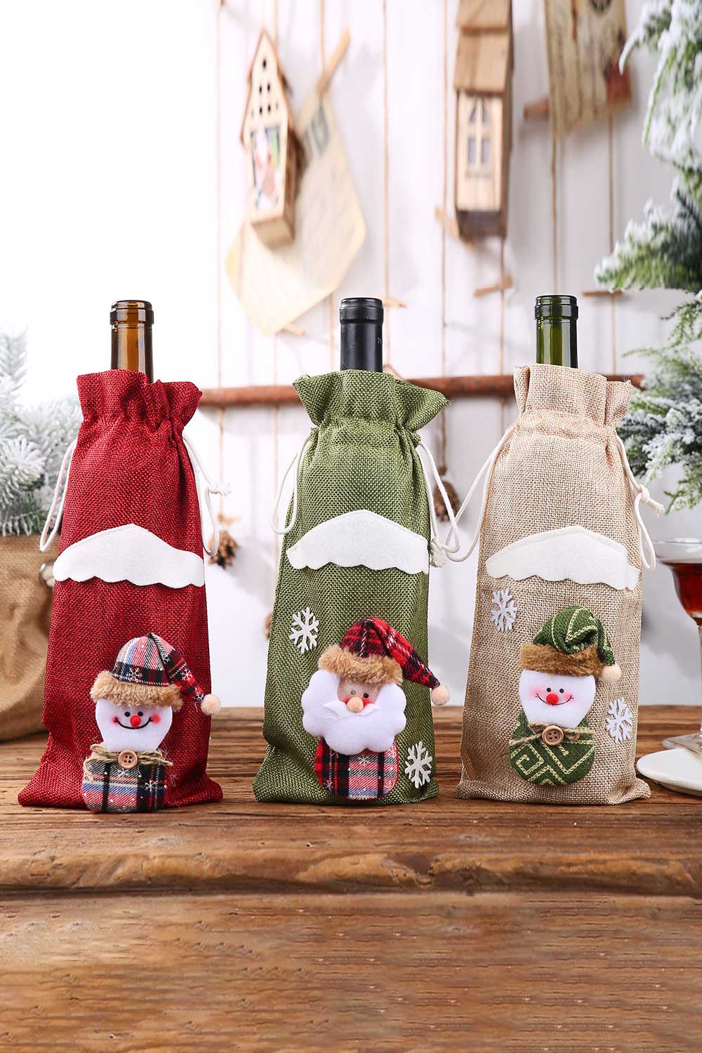 Trendsi Red/Green/Beige Snowman/Beige Reindeer / One Size/4 Pack 4-Pack Christmas Gnome Bottle Cover 101400951025832 4-Pack Christmas Gnome Bottle Cover