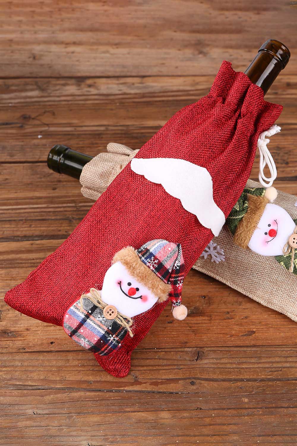 Trendsi Red/Green/Beige Snowman/Beige Reindeer / One Size/4 Pack 4-Pack Christmas Gnome Bottle Cover 101400951025832 4-Pack Christmas Gnome Bottle Cover