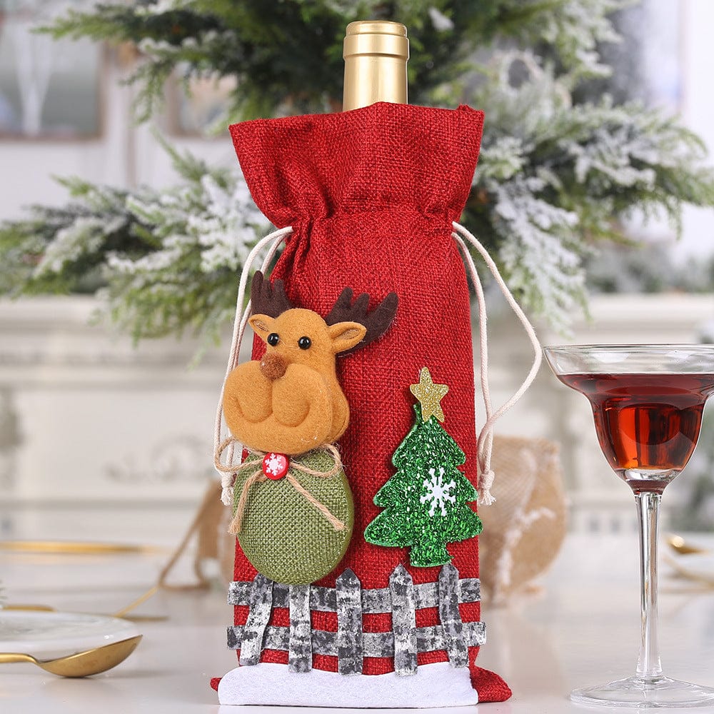 Trendsi Reindeer / One Size Assorted 2-Piece Christmas Doll Wine Bottle Covers 101400702907662 Assorted 2-Piece Christmas Doll Wine Bottle Covers