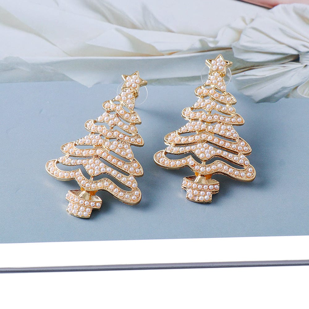 Trendsi Rhinestone Alloy Christmas Tree Earrings Rhinestone Alloy Christmas Tree Earrings