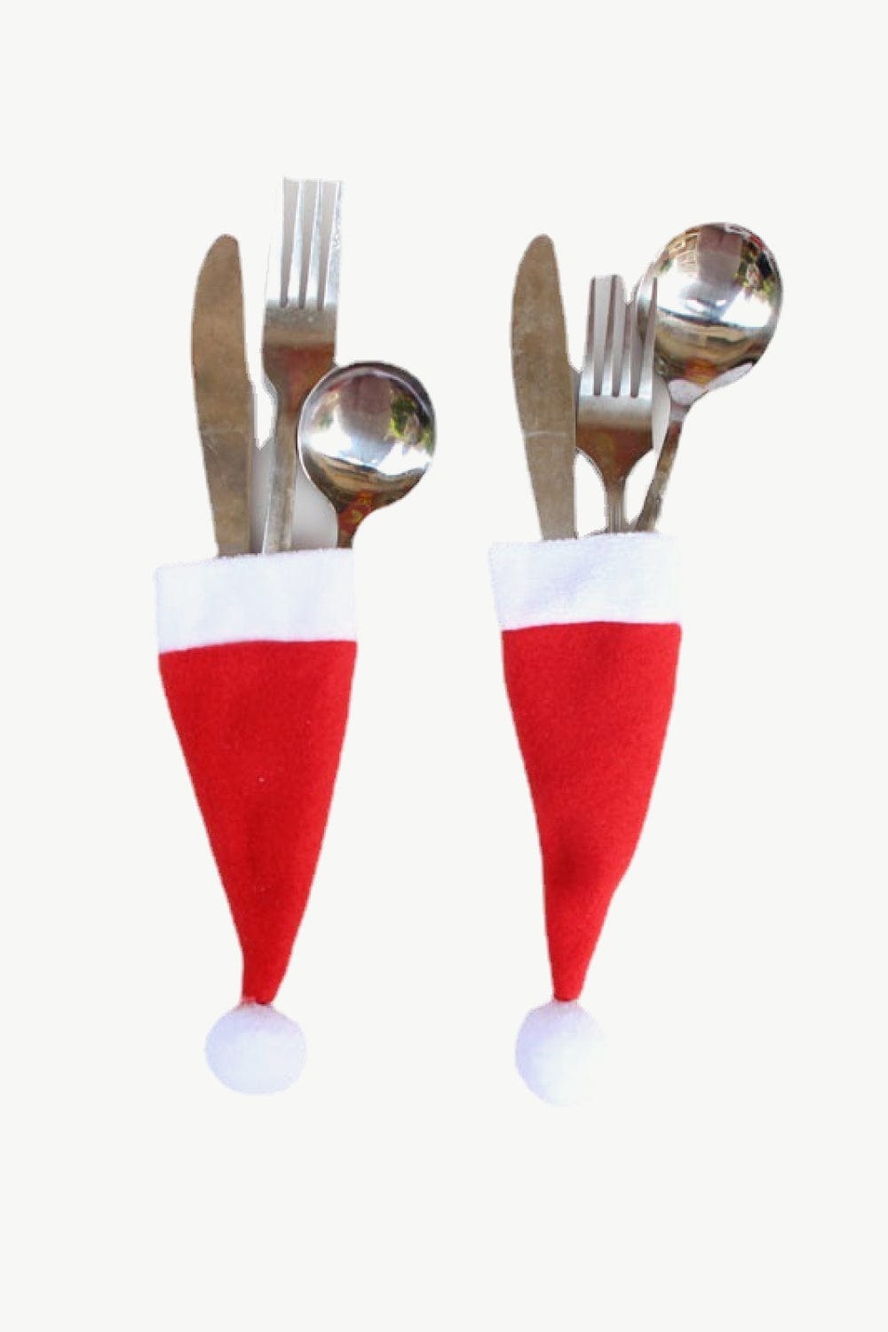 Trendsi Santa Hat / One Size 10-Pack Christmas Hat Shaped Cutlery Covers 101400793463168 10-Pack Christmas Hat Shaped Cutlery Covers