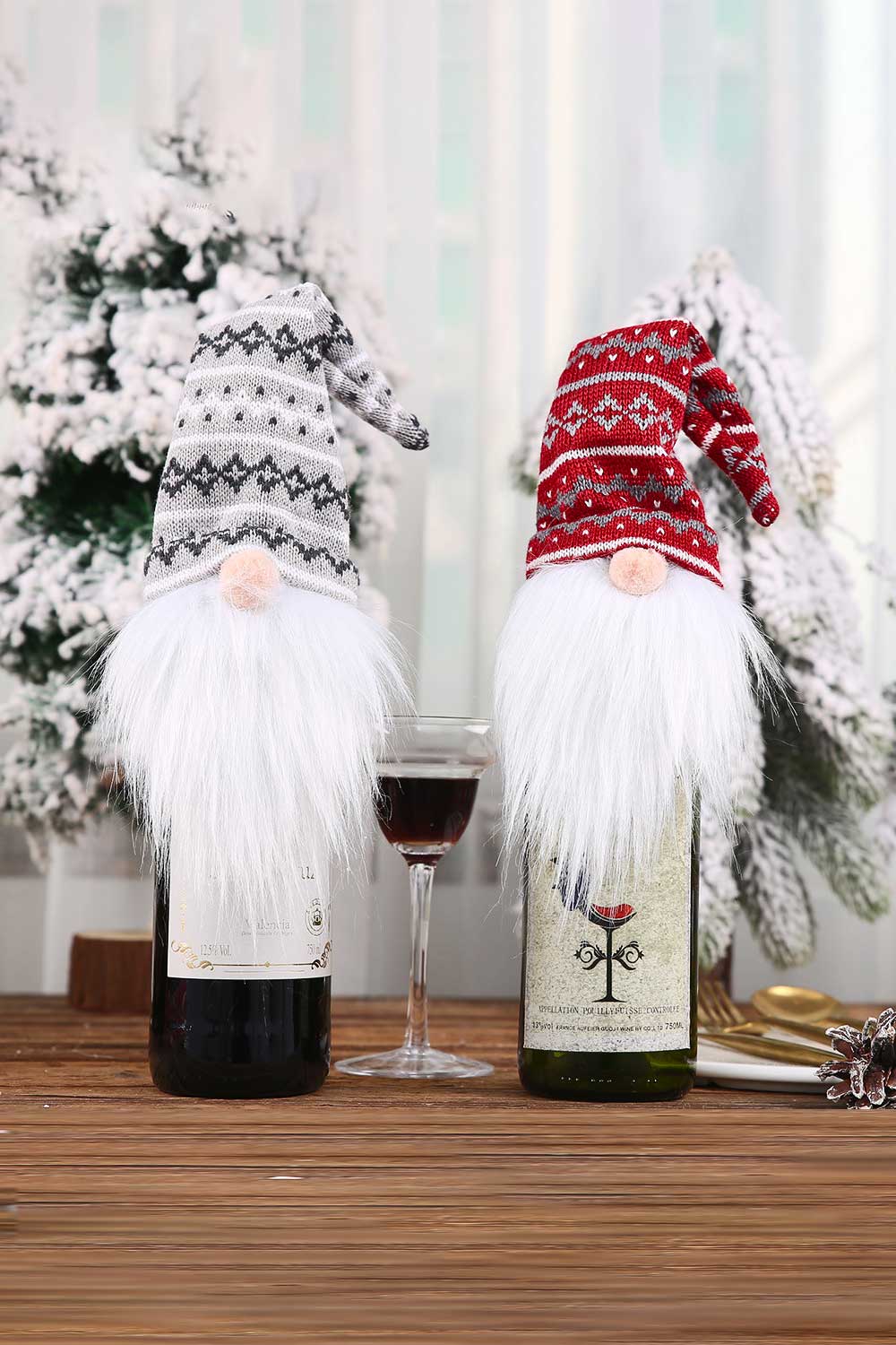 Trendsi Santa Hat / One Size/4 Pack 4-Pack Christmas Faceless Gnome Wine Bottle Covers 101400168006786 4-Pack Christmas Faceless Gnome Wine Bottle Covers