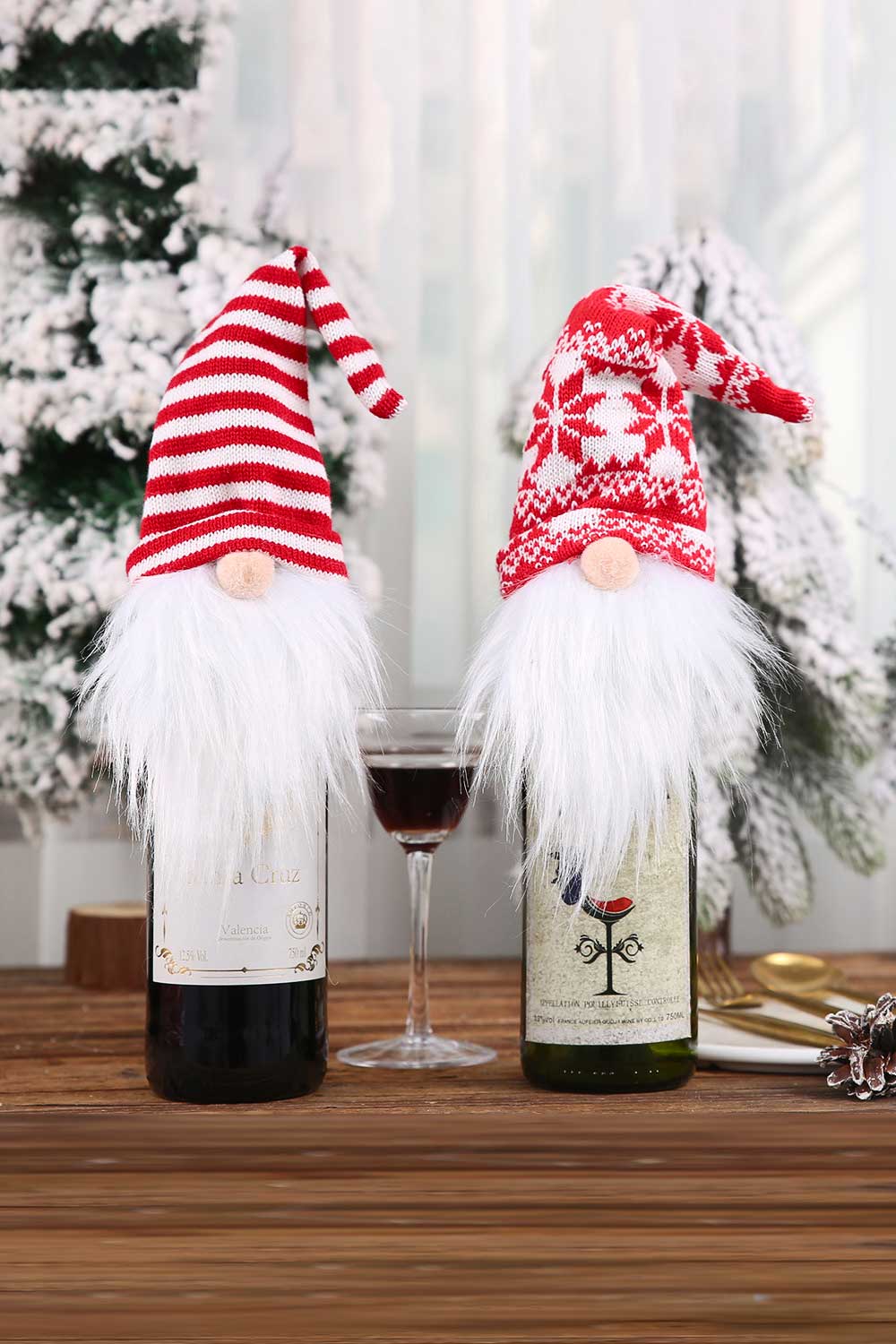 Trendsi Santa Hat / One Size/4 Pack 4-Pack Christmas Faceless Gnome Wine Bottle Covers 101400168006786 4-Pack Christmas Faceless Gnome Wine Bottle Covers