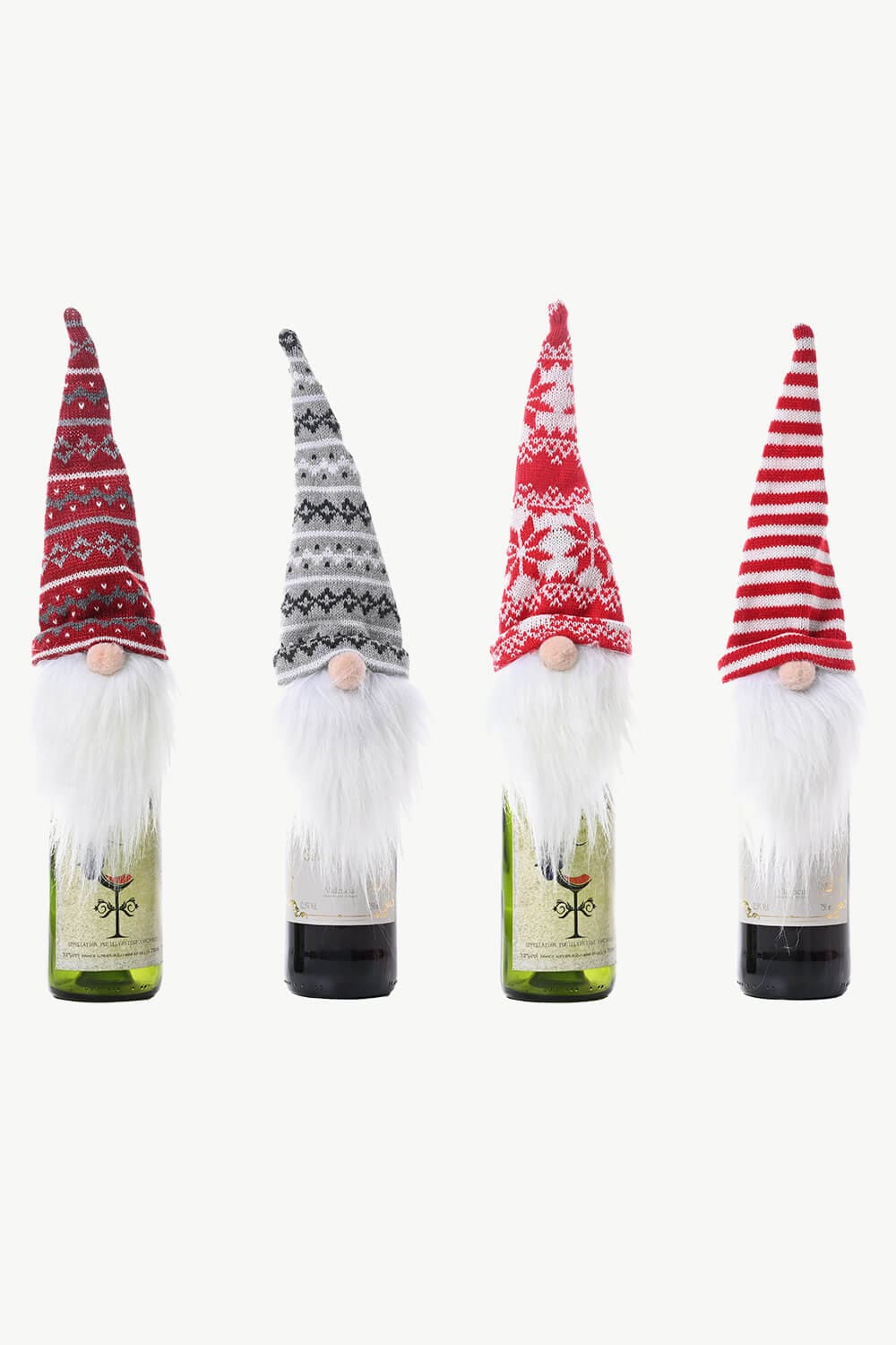 Trendsi Santa Hat / One Size/4 Pack 4-Pack Christmas Faceless Gnome Wine Bottle Covers 101400168006786 4-Pack Christmas Faceless Gnome Wine Bottle Covers