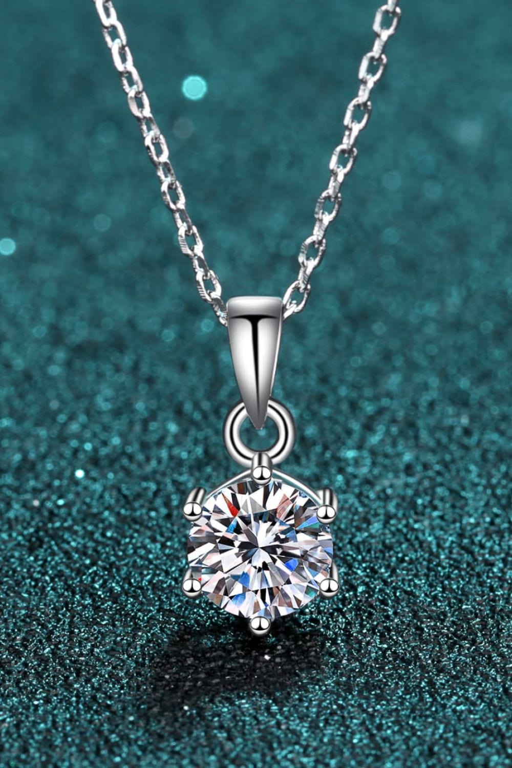 Trendsi Silver / One Size 1 Carat Moissanite 925 Sterling Silver Necklace 101300170056528 1 Carat Moissanite 925 Sterling Silver Necklace