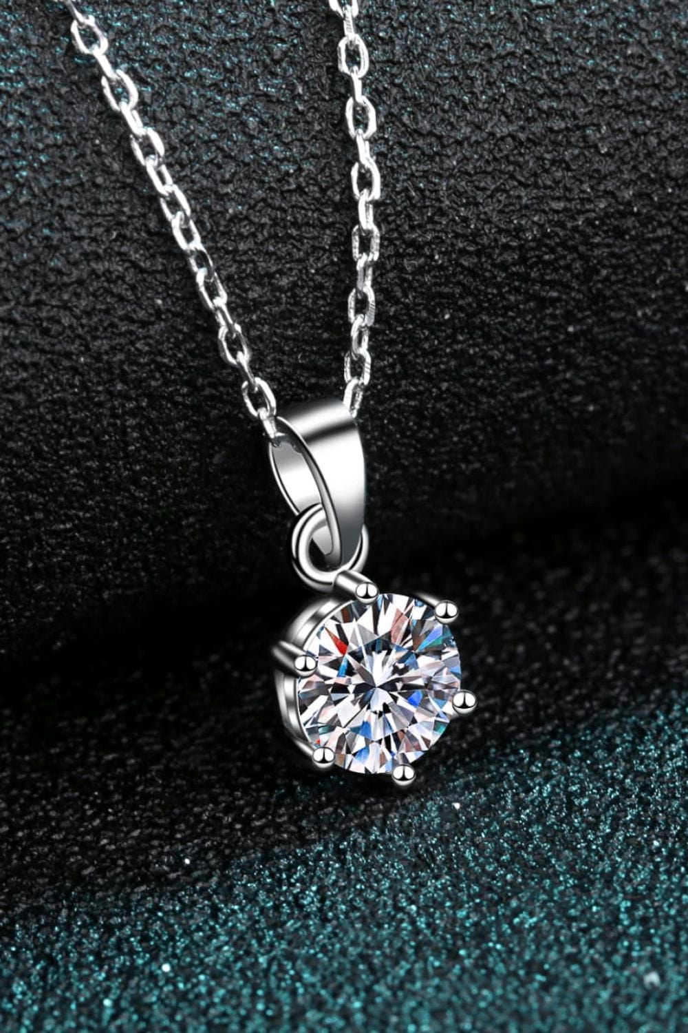 Trendsi Silver / One Size 1 Carat Moissanite 925 Sterling Silver Necklace 101300170056528 1 Carat Moissanite 925 Sterling Silver Necklace