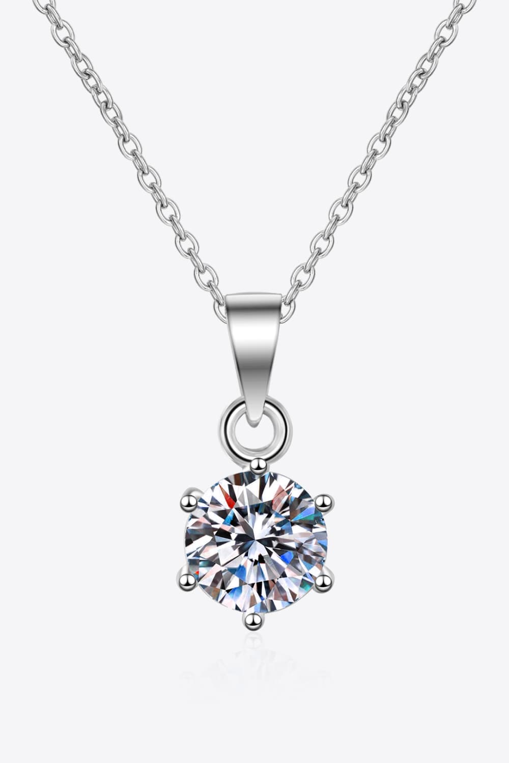 Trendsi Silver / One Size 1 Carat Moissanite 925 Sterling Silver Necklace 101300170056528 1 Carat Moissanite 925 Sterling Silver Necklace