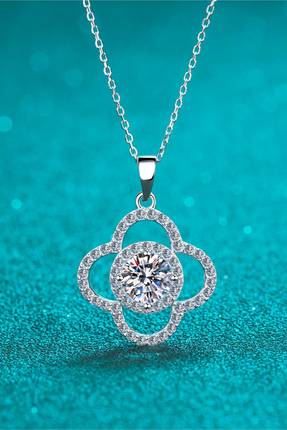 Trendsi Silver / One Size 1 Carat Moissanite 925 Sterling Silver Necklace 101300170145324 1 Carat Moissanite 925 Sterling Silver Necklace