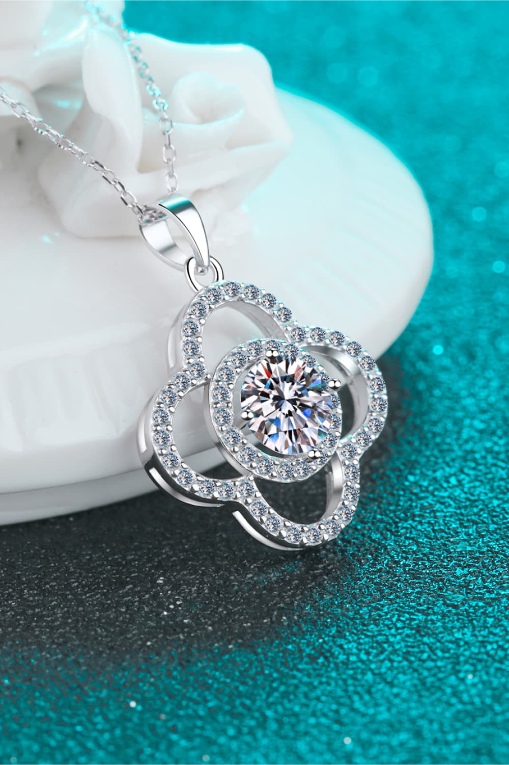 Trendsi Silver / One Size 1 Carat Moissanite 925 Sterling Silver Necklace 101300170145324 1 Carat Moissanite 925 Sterling Silver Necklace