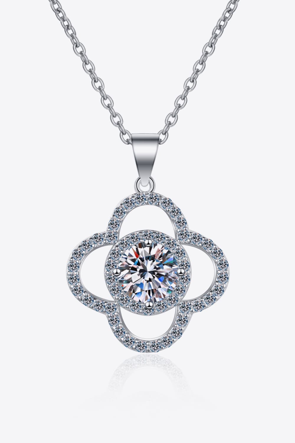 Trendsi Silver / One Size 1 Carat Moissanite 925 Sterling Silver Necklace 101300170145324 1 Carat Moissanite 925 Sterling Silver Necklace