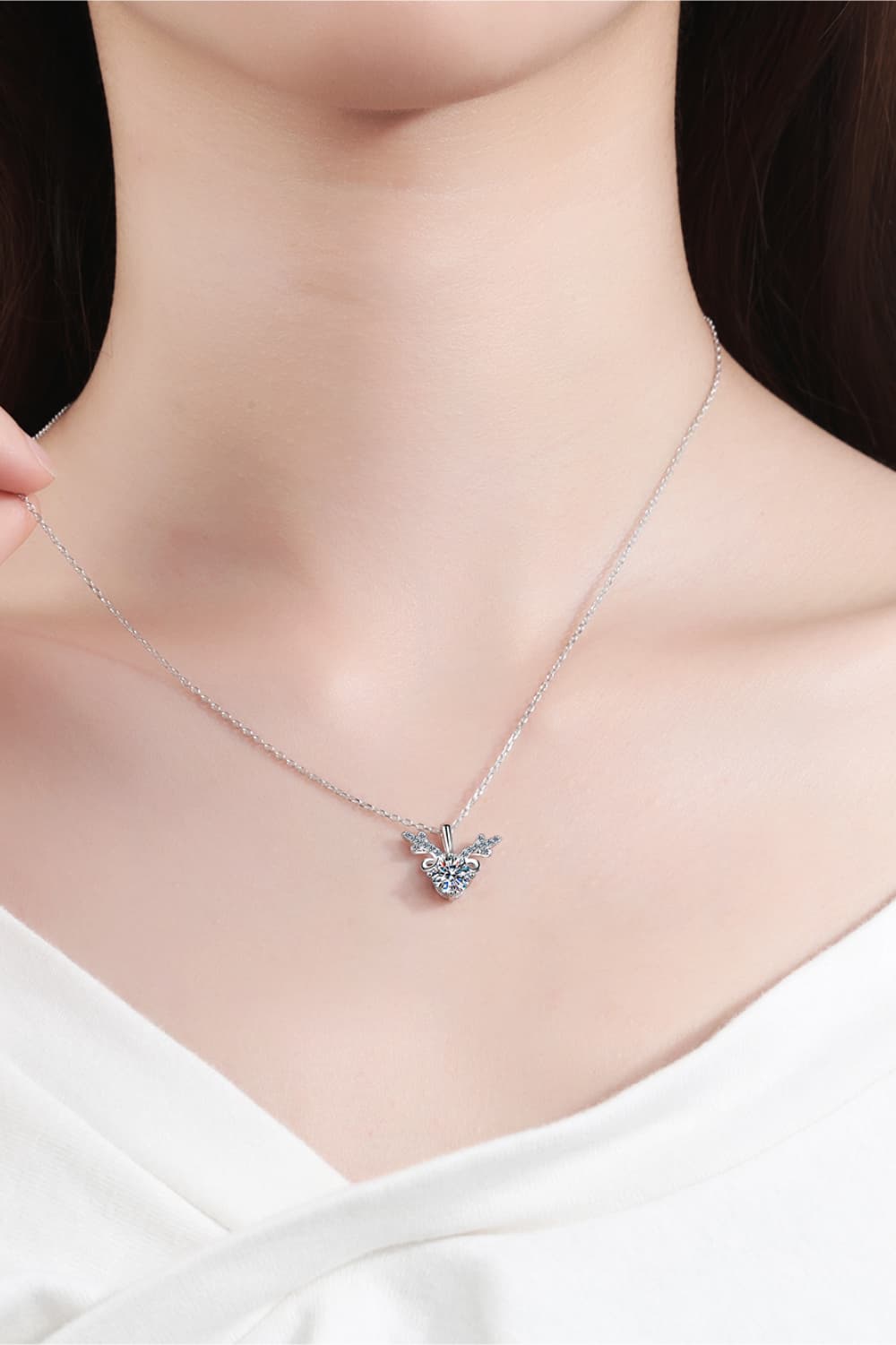 Trendsi Silver / One Size 1 Carat Moissanite 925 Sterling Silver Necklace 101300674345684 1 Carat Moissanite 925 Sterling Silver Necklace