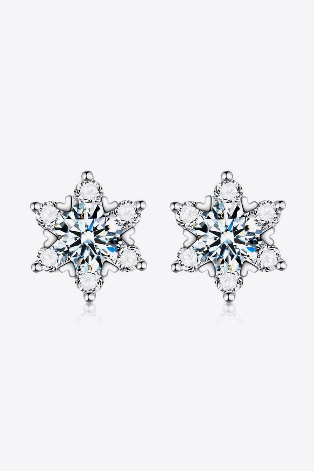 Trendsi Silver / One Size 2 Carat Moissanite Floral Stud Earrings 101300804178889 2 Carat Moissanite Floral Stud Earrings