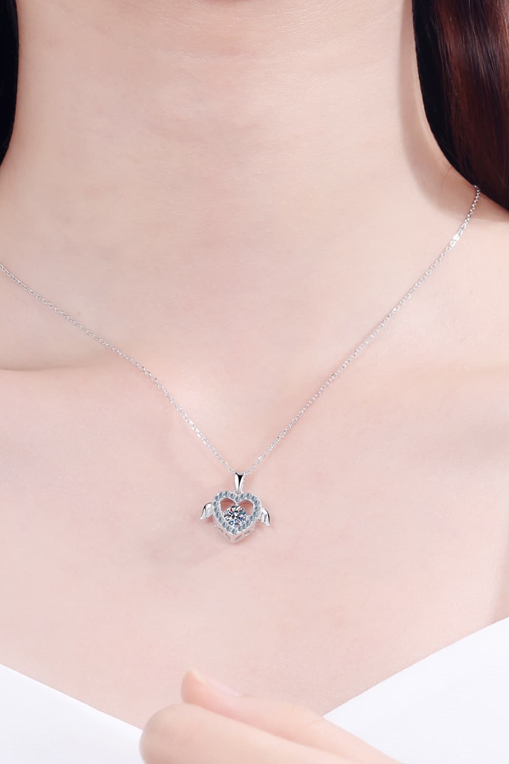 Trendsi Silver / One Size Moissanite 925 Sterling Silver Necklace 101300648599702 Moissanite 925 Sterling Silver Necklace