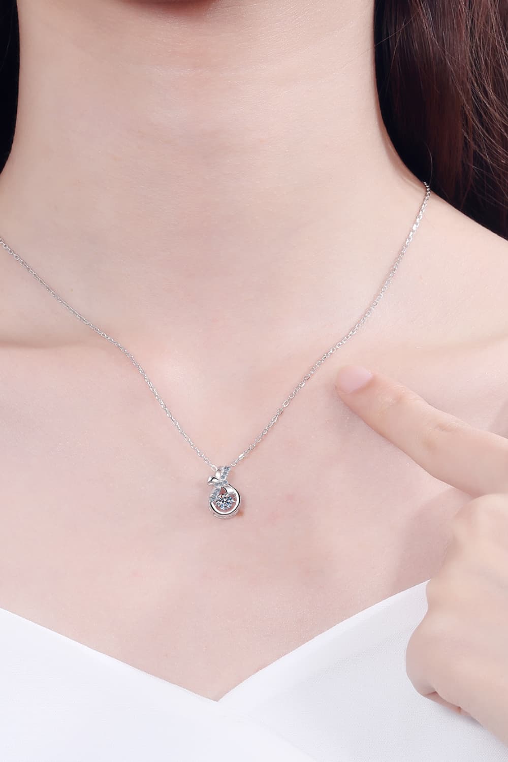 Trendsi Silver / One Size Moissanite 925 Sterling Silver Necklace 101300649589894 Moissanite 925 Sterling Silver Necklace