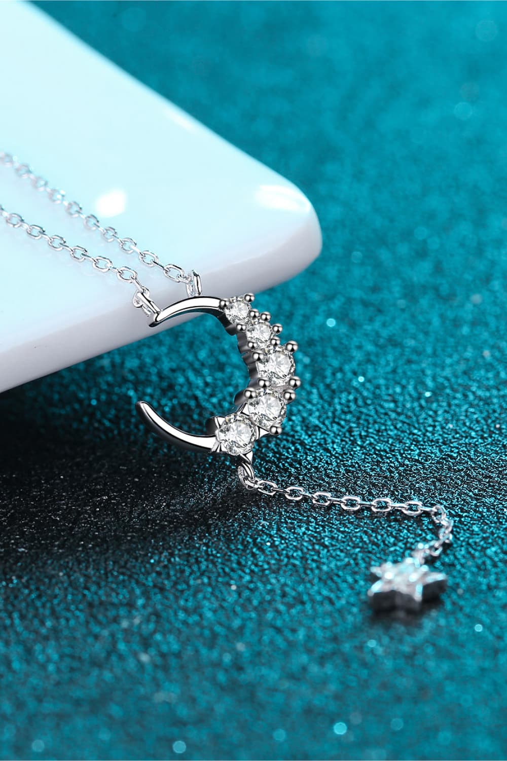 Trendsi Silver / One Size Star &amp; Moon Moissanite Necklace 101300412519749 Star &amp; Moon Moissanite Necklace