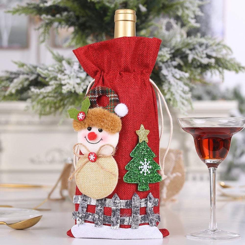 Trendsi Snowman / One Size Assorted 2-Piece Christmas Doll Wine Bottle Covers 101400702909567 Assorted 2-Piece Christmas Doll Wine Bottle Covers