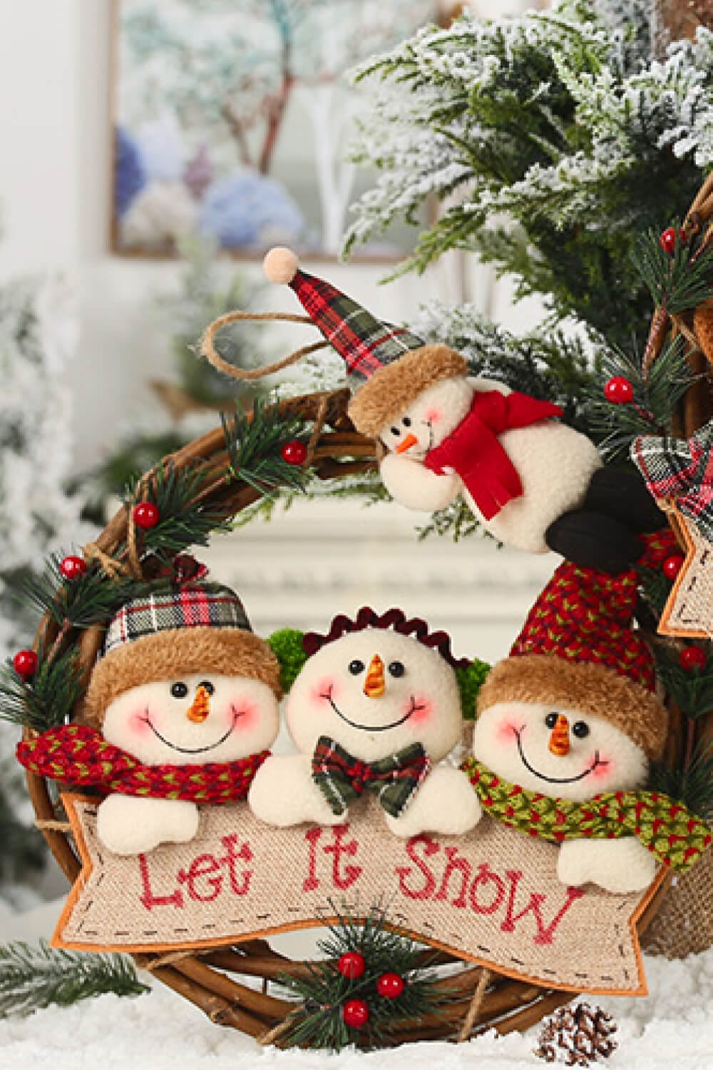 Trendsi Snowman / One Size Christmas Element Rattan Wreath Ornaments 101400666198334 Christmas Element Rattan Wreath Ornaments