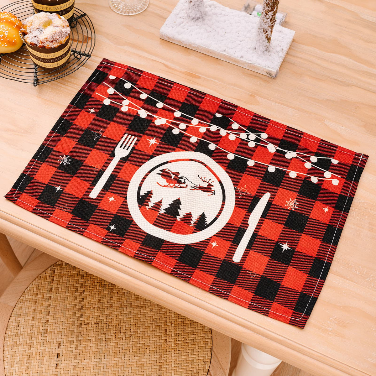 Trendsi Style E / One Size Assorted 2-Piece Plaid Placemats 101400810779181 Assorted 2-Piece Plaid Placemats