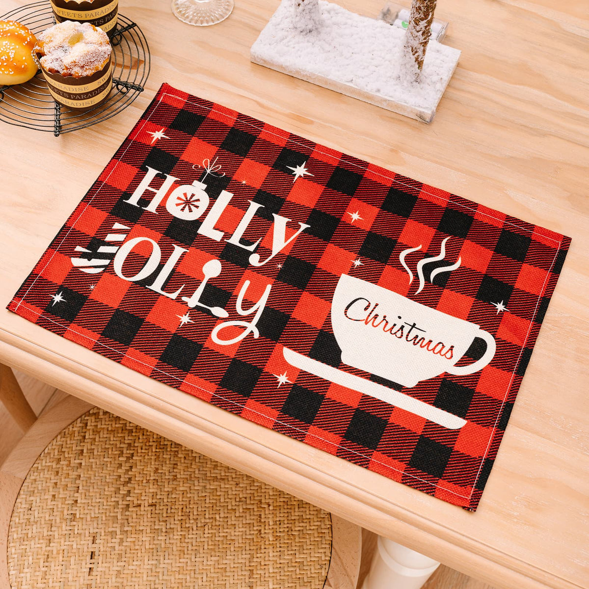 Trendsi Style F / One Size Assorted 2-Piece Plaid Placemats 101400810774244 Assorted 2-Piece Plaid Placemats