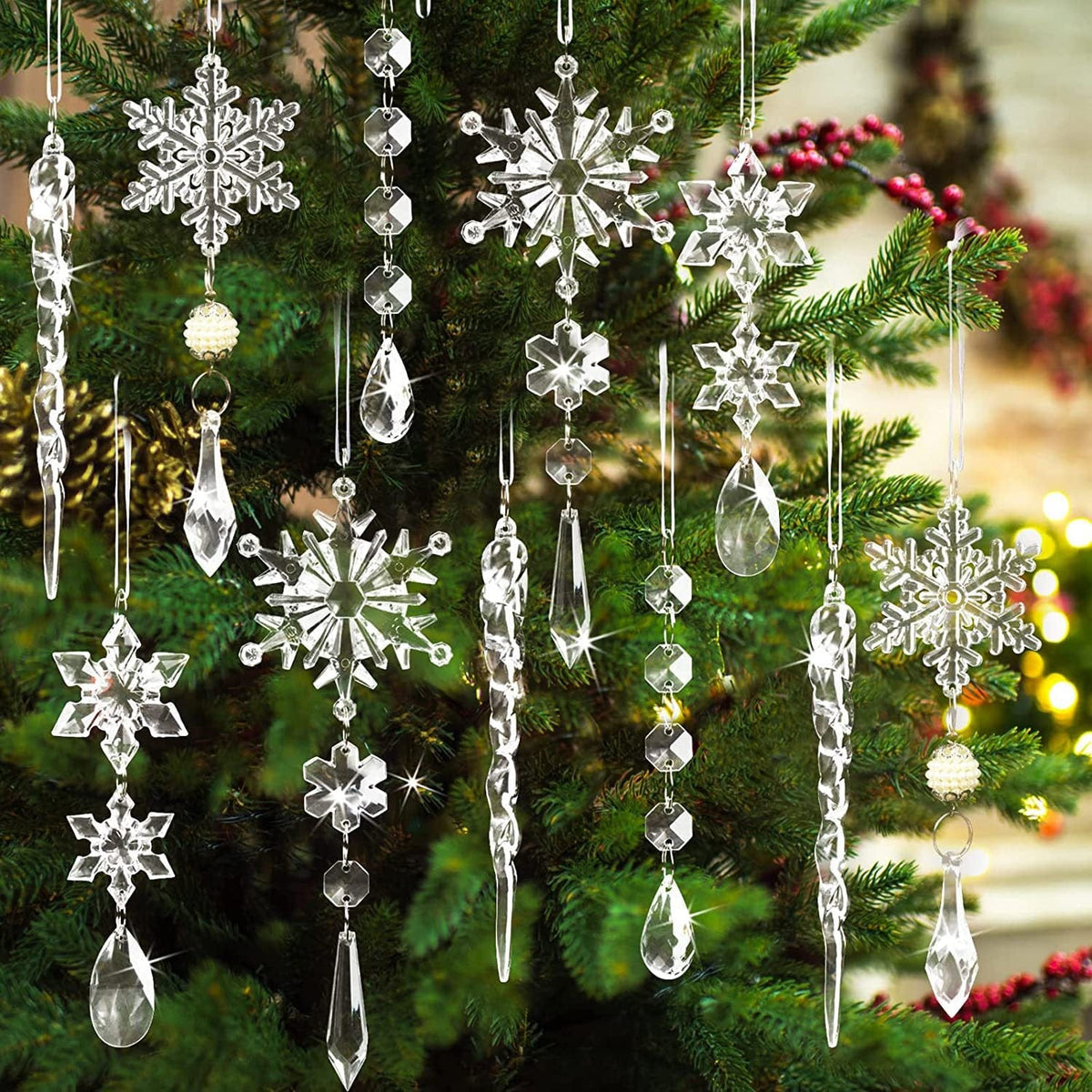 Trendsi Transparent / One Size 10-Piece Acrylic Icicle Ornaments 101400611099540 10-Piece Acrylic Icicle Ornaments