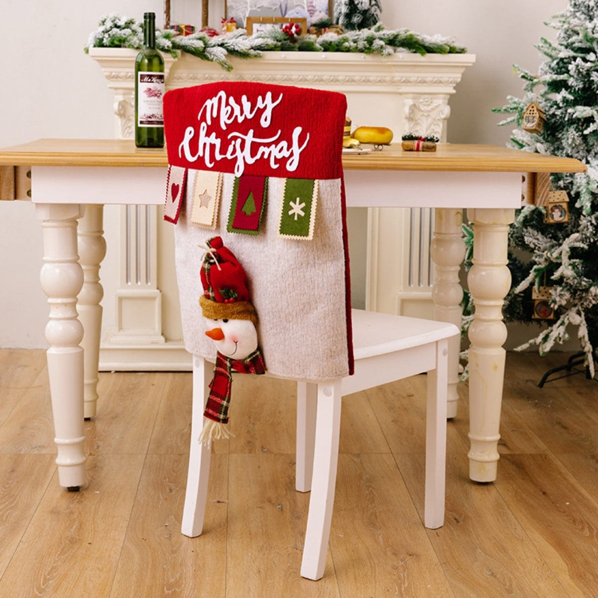 Trendsi White / One Size MERRY CHRISTMAS Chair Cover 101400692112526 MERRY CHRISTMAS Chair Cover