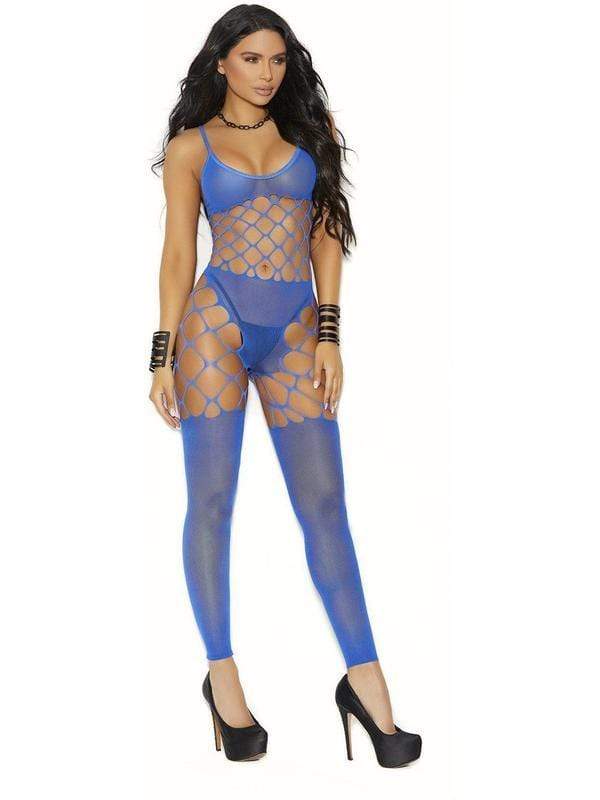 Elegant Moments Blue / One Size Blue Extreme Sheer Opaque Net Footless Bodystocking SHC-12034-EM Blue Extreme Sheer Opaque Net Bodystocking Jumpsuit Bodysuit Apparel &amp; Accessories &gt; Clothing &gt; Dresses