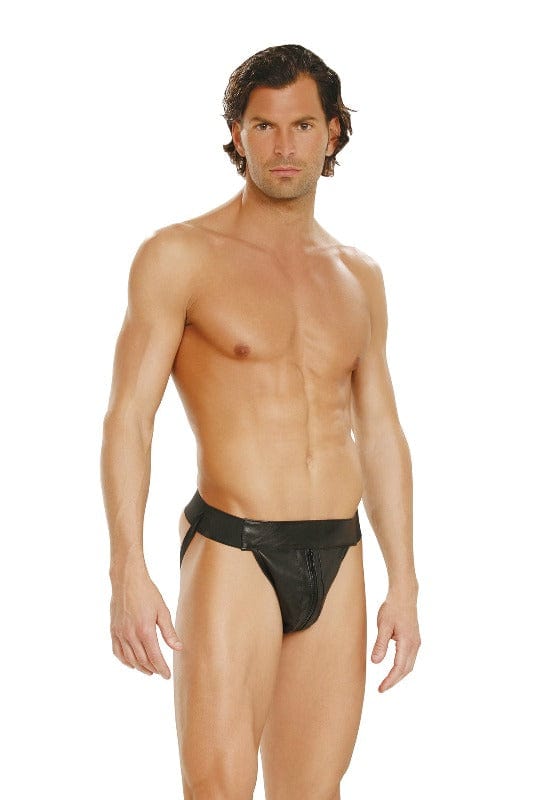 Elegant Moments Black / One Size Men’s Black Leather Jock Strap Brief Underwear SHC-L9995-OS-EM 2022 Men’s Black Leather Zip-Up Thong Brief Underwear Apparel & Accessories > Clothing > Underwear & Socks > Lingerie