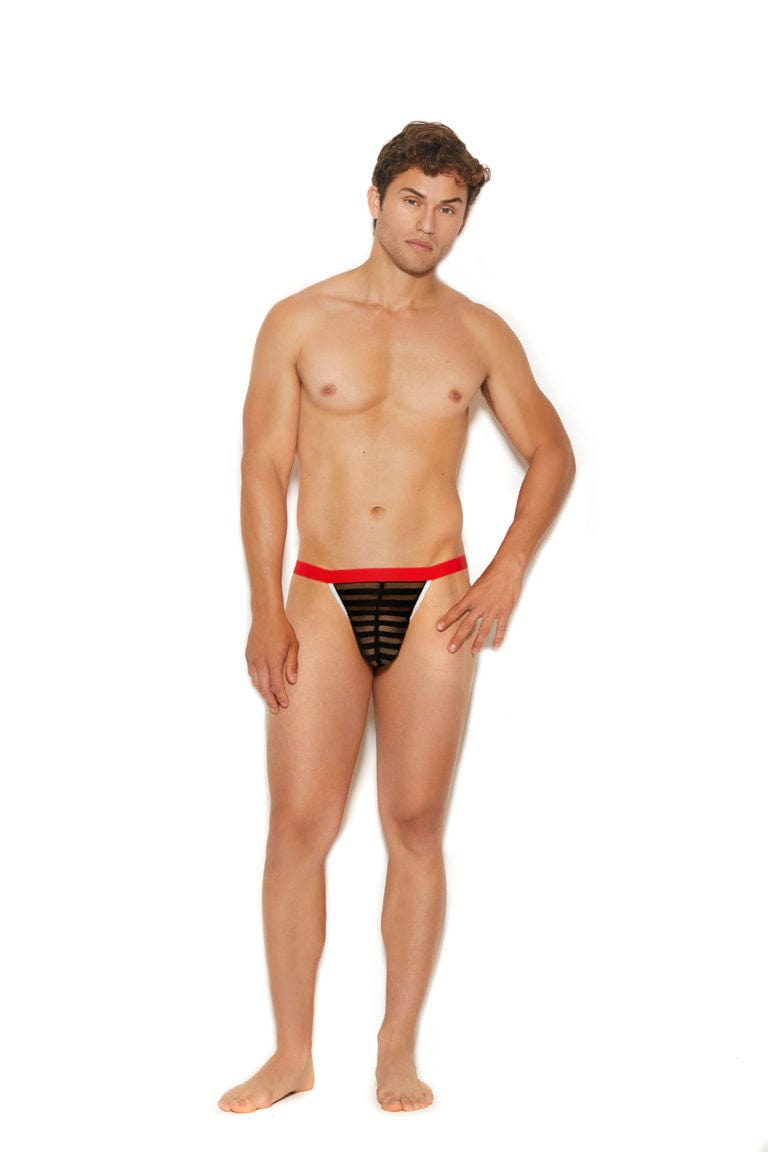 Men Sexy Black Striped Mesh G-string Thong Brief Underwear Men Sexy Black Striped Mesh G-string Thong Brief Underwear