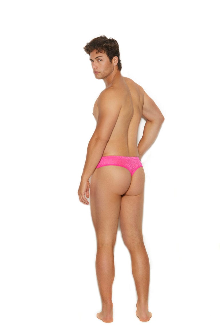Men's Sexy Hot Pink Printed Sheer Mesh Thong Brief Underwear Men's Sexy Hot Pink Printed Sheer Mesh Thong Brief Underwear
