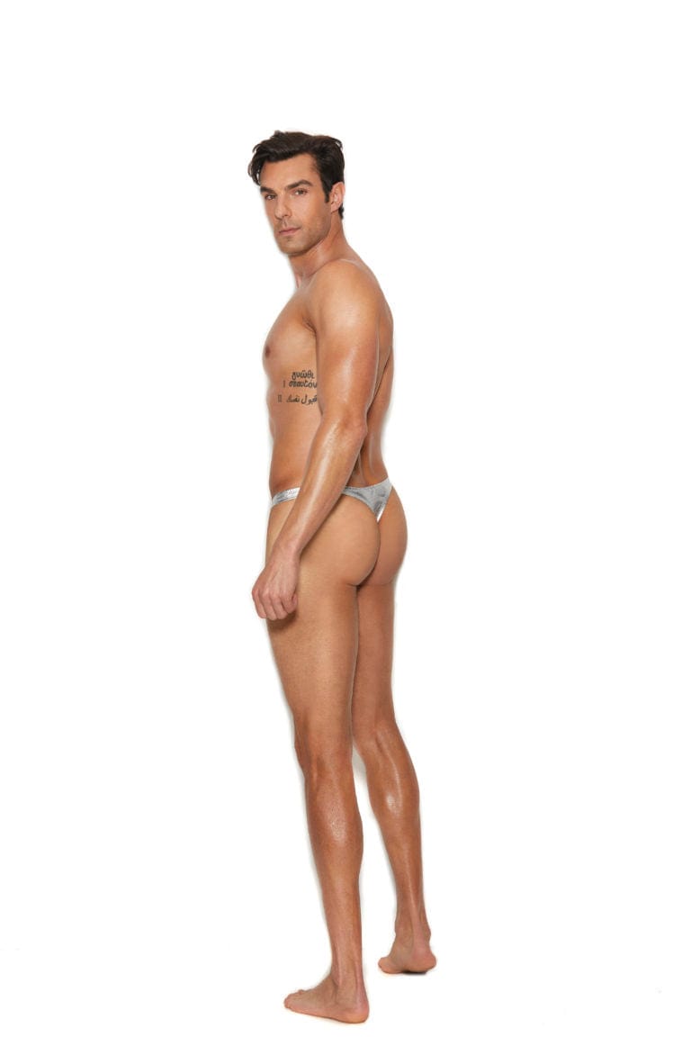 Men's Sexy Metallic Shiny Silver Lam Thong Brief Underwear Men's Sexy Metallic Shiny Silver Lam Thong Brief Underwear
