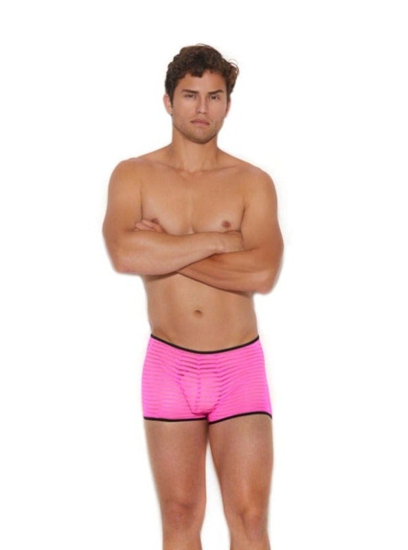 Elegant Moments Pink / S/M Men’s Hot Pink Striped Sheer Mesh Boxer Brief Underwear SHC-82278-S/M-EM Apparel &amp; Accessories &gt; Clothing &gt; Underwear &amp; Socks &gt; Lingerie