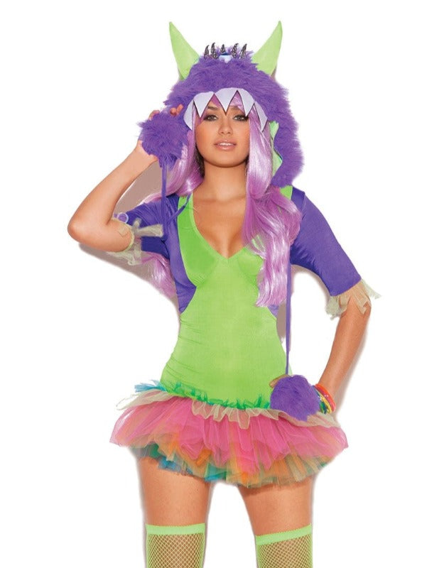 Elegant Moments Pink / One Size Green & Purple One Eyed Monster Dress & Furry Hood Ravewear Outfit Hot Pink Furry Monster Hood Ravewear Headpiece | ELEGANT MOMENTS 2410 Apparel & Accessories > Costumes & Accessories > Costumes
