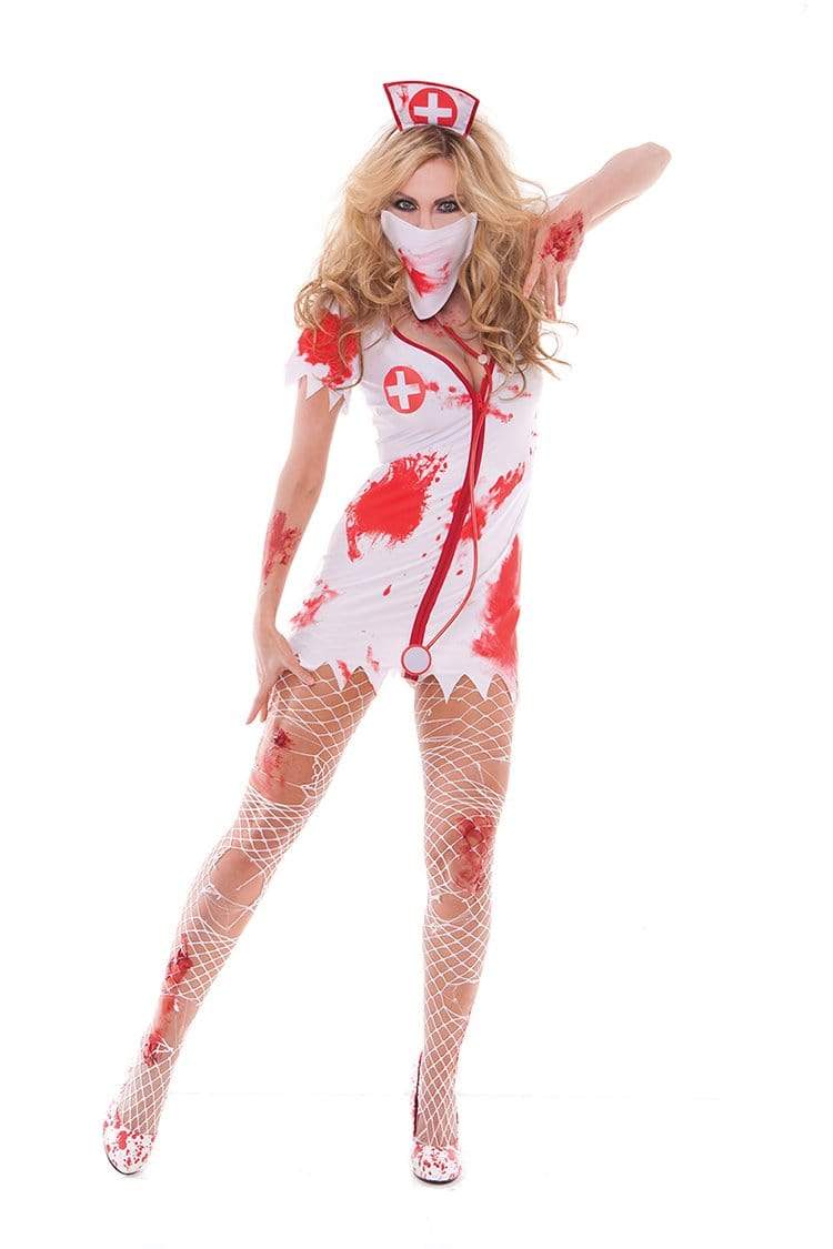 Elegant Moments Small / White Bloodbath Betty Nurse Costume SHC-9855-S-EM Apparel & Accessories > Costumes & Accessories > Costumes