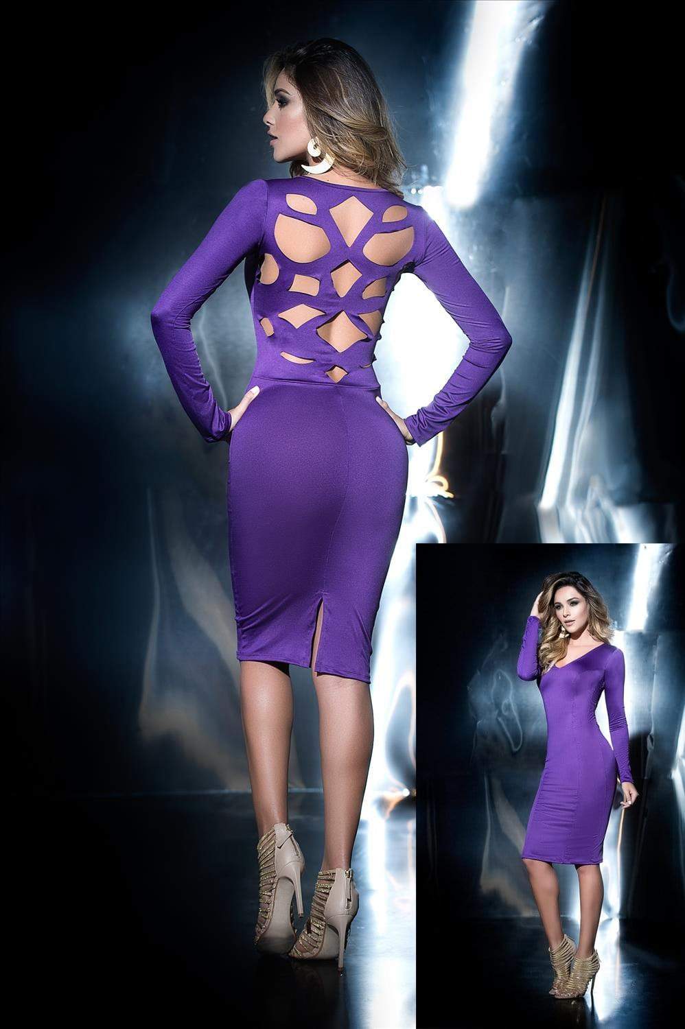 mapale Purple Dress w/ Cut Out Back Design Purple Dress w/ Cut Out Back Design Mapale 4446 | SHOP NOW |  Apparel & Accessories > Clothing > Dresses