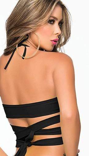 mapale Black / S/M Black Halter Wrap Around Top (also available in Pink, White, Red) SHC-9024-BLK-S/M-MA Sleek Black Wet Look Fabric Slashed Top (also available in Green, Orange, Pink, White & Red) Apparel & Accessories > Clothing > Underwear & Socks > Lingerie