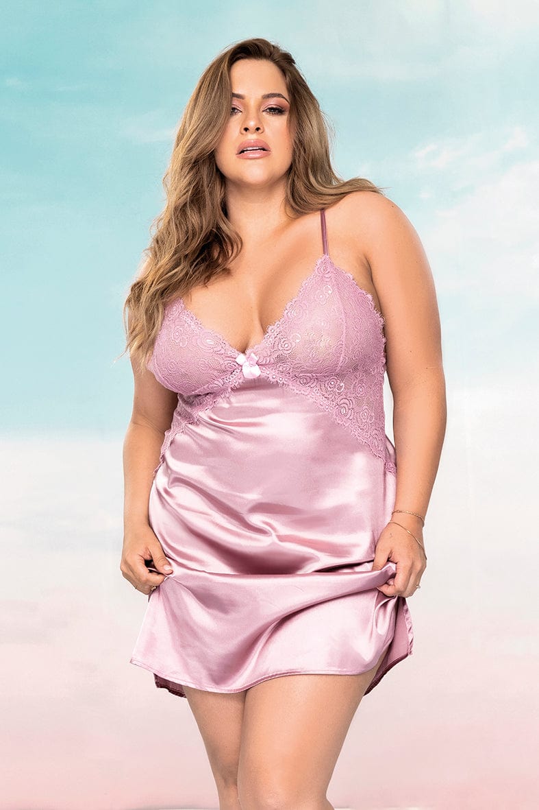 mapale Black Satin w/ Lace Cups Side Slits Babydoll Lingerie Plus Size (Pink also Available) 2022 Black Satin Silhouette Side Slits Babydoll Lingerie MAPALE 7422 Apparel &amp; Accessories &gt; Clothing &gt; Underwear &amp; Socks &gt; Lingerie