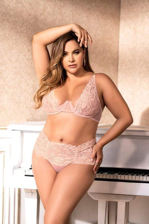 mapale Pink Floral Lace Underwire Top Babydoll w/ Interlaced Tie &amp; Garter G-String (Plus Size) 2021 Black Floral Lace &amp; Mesh Babydoll G-string Lingerie MAPALE 7373X Apparel &amp; Accessories &gt; Clothing &gt; Underwear &amp; Socks &gt; Lingerie