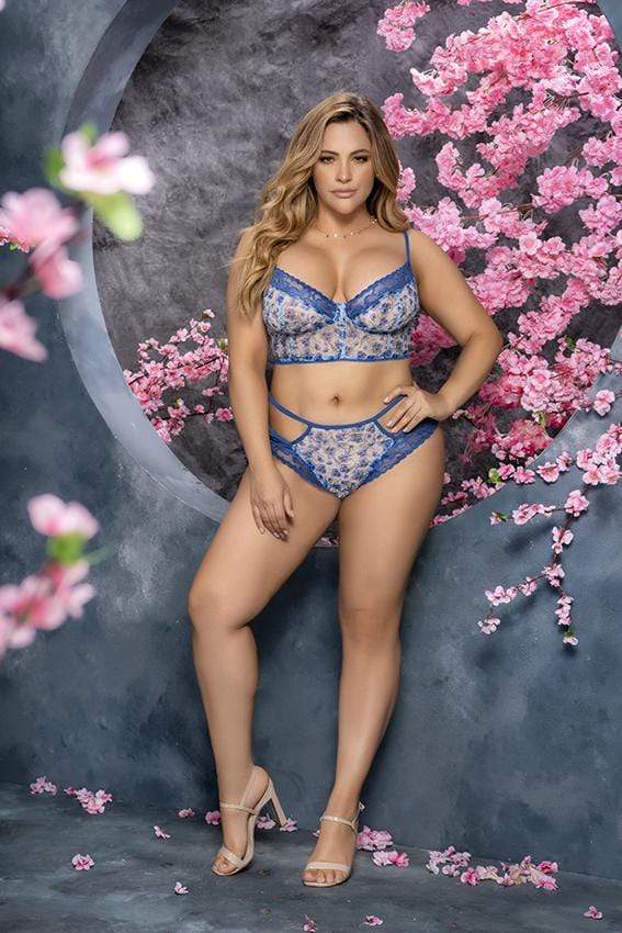 mapale S/M / Print Sexy Floral Curvy Two-Piece Set with Interlaced Back SHC-8597-SM-MA 2021 Sexy Floral Curvy Two-Piece Set with Interlaced Back | Mapale 8597X Apparel &amp; Accessories &gt; Clothing &gt; Underwear &amp; Socks &gt; Lingerie