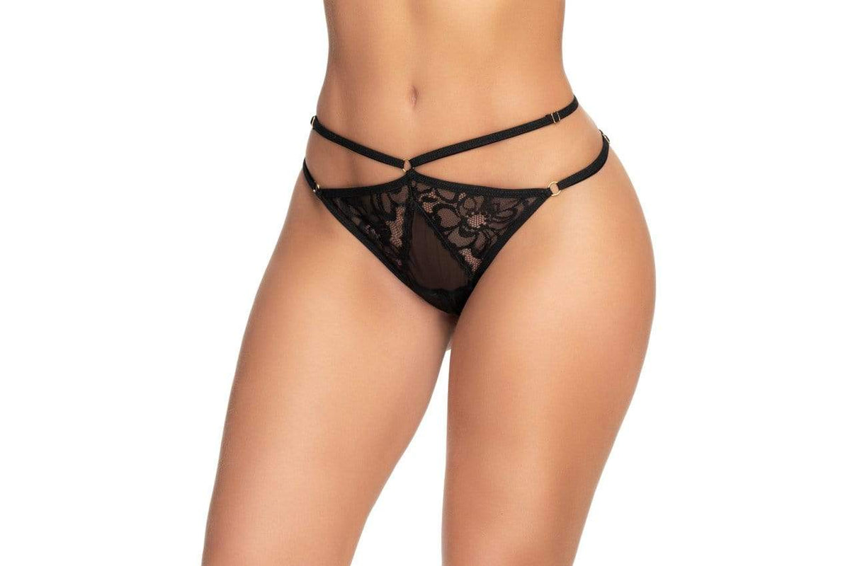 mapale Black / S/M Black Lace &amp; Mesh Strappy Open Back Thong SHC-117-S/M-MA Black Sexy Mesh Laced Thong  MAPALE 117 Apparel &amp; Accessories &gt; Clothing &gt; Underwear &amp; Socks &gt; Underwear